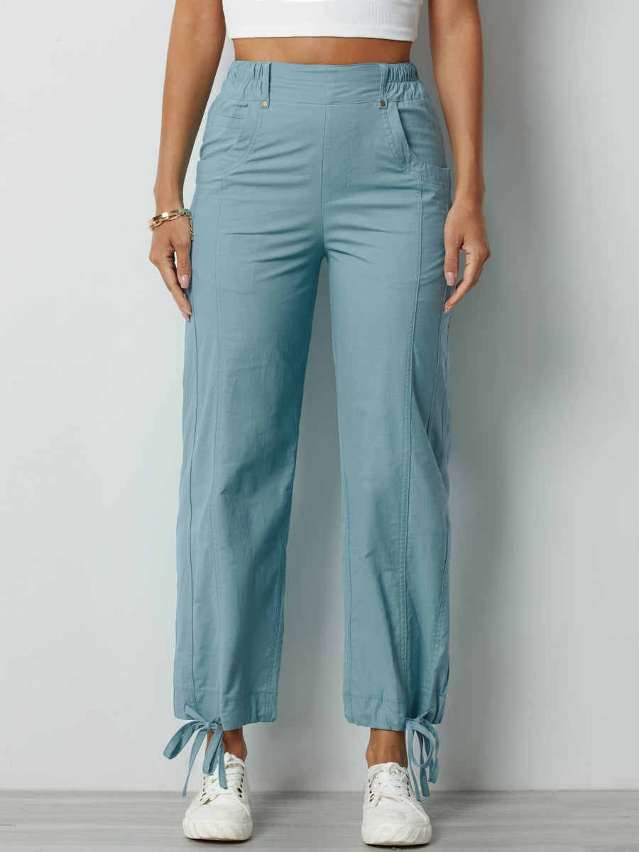 Comfysol Casual Solid Color Summer Pants With Pockets