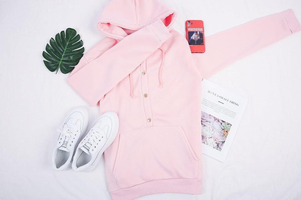Front Pocket Button Down Hoodie
