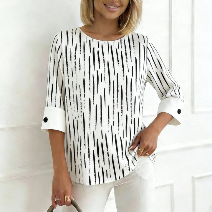Modern Round Neck Abstract Print Top
