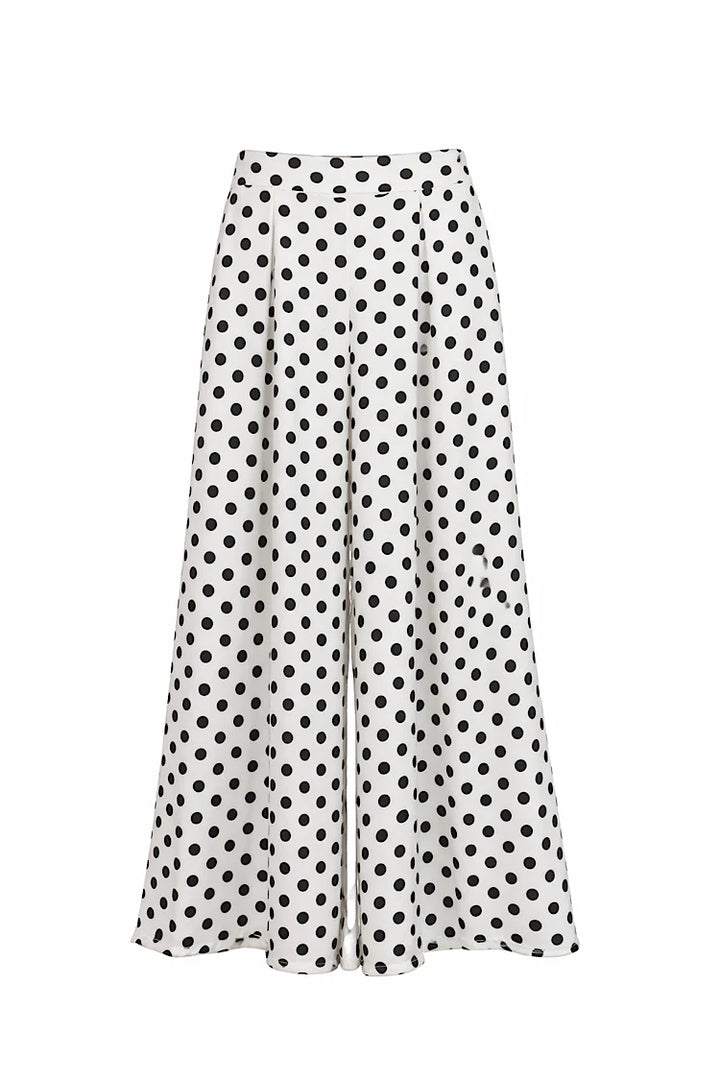 Polka Dot Wide Leg Trousers Misty