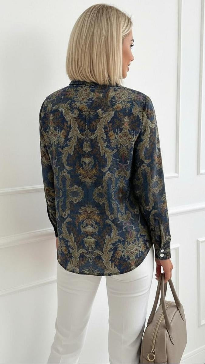 Navy Collared Long Sleeve Shirt