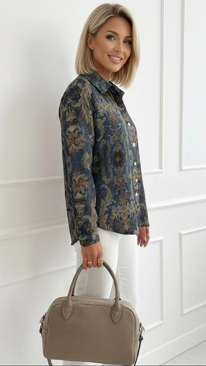 Navy Collared Long Sleeve Shirt