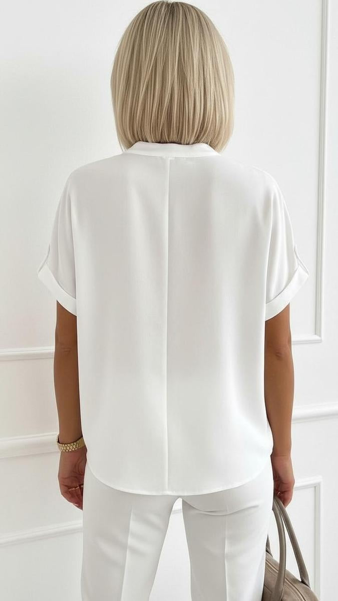 White Plain Half Sleeve Top
