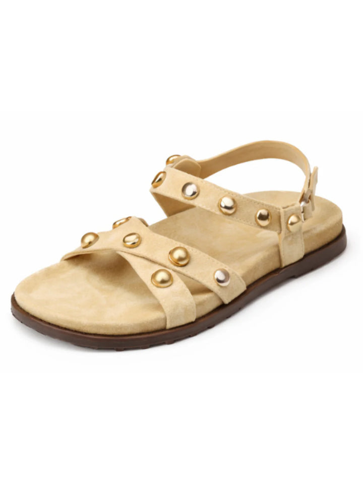 Studded Cross-Strap Sandals