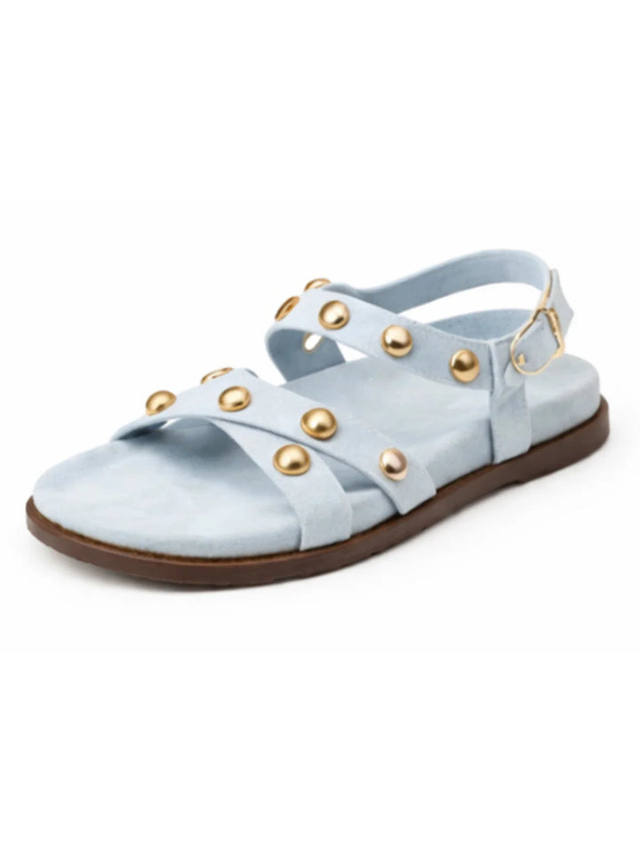 Studded Cross-Strap Sandals