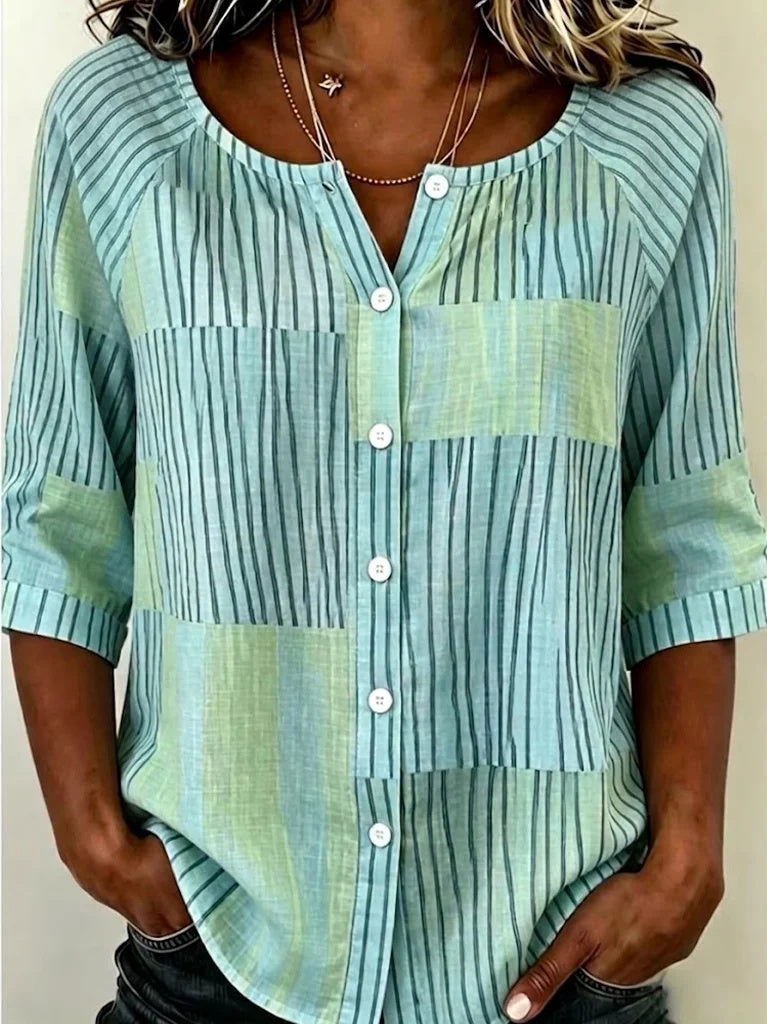 Women Floral Crew Neck Half Sleeve Shirt Printing Casual Daily Summer Top