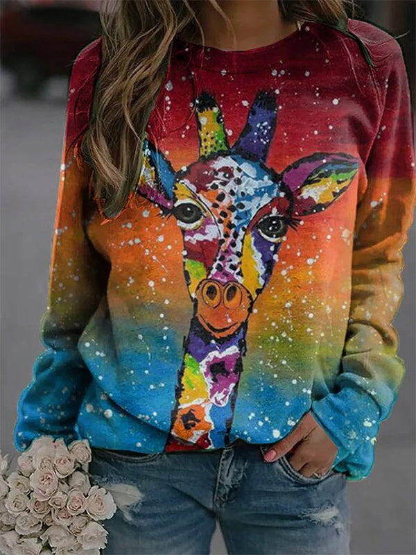Comfysol Multi Casual Round Neck Long Sleeve Zebra Printed Sweatshirts