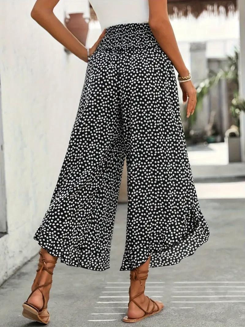 Black and White Elastic Waistband Pants