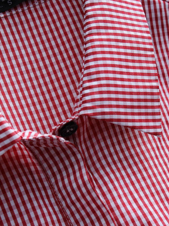 Comfysol Casual Plaid Print Side Buttons Irregular Long Sleeve Blouse