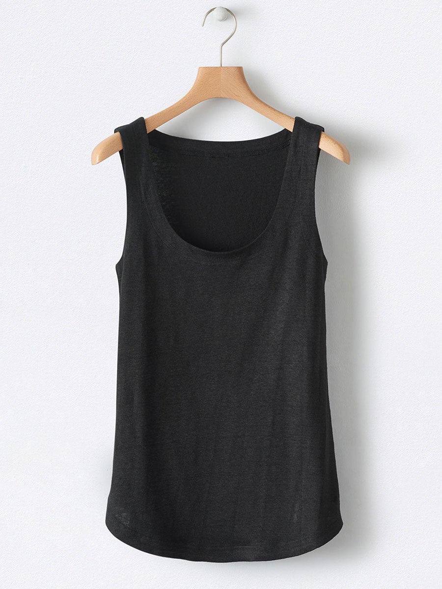 Comfysol Solid Square Neck Casual Tank Tops