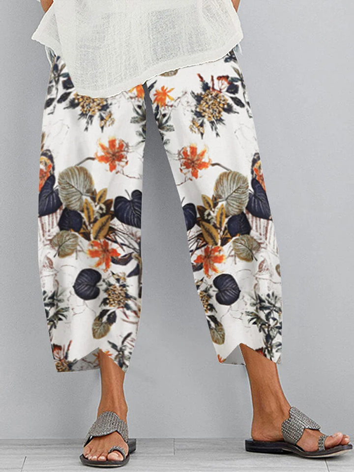 Casual Floral Print Pockets Pants