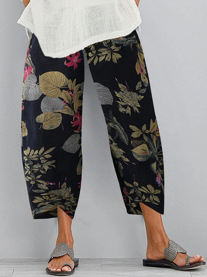 Casual Floral Print Pockets Pants