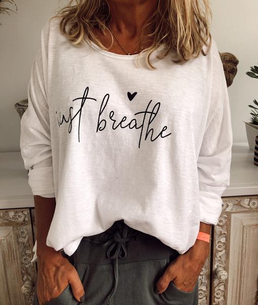 Comfysol Casual Crew Neck Long Sleeve Letter Printed Blouse