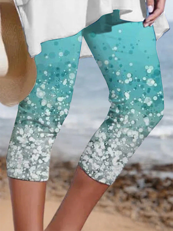Comfysol Cyan Casual Floral Printed Leggings