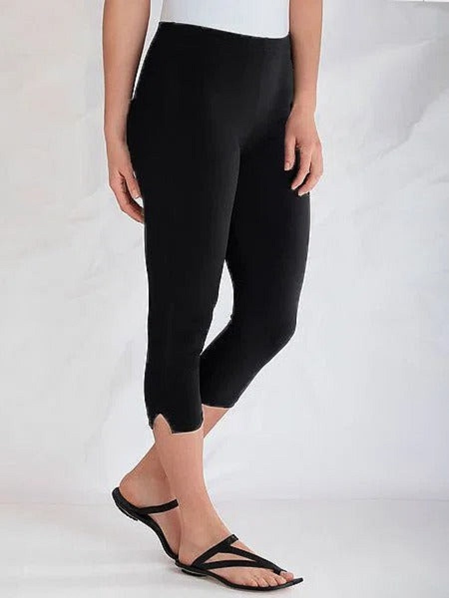 Comfysol Black Casual Solid Capris Leggings