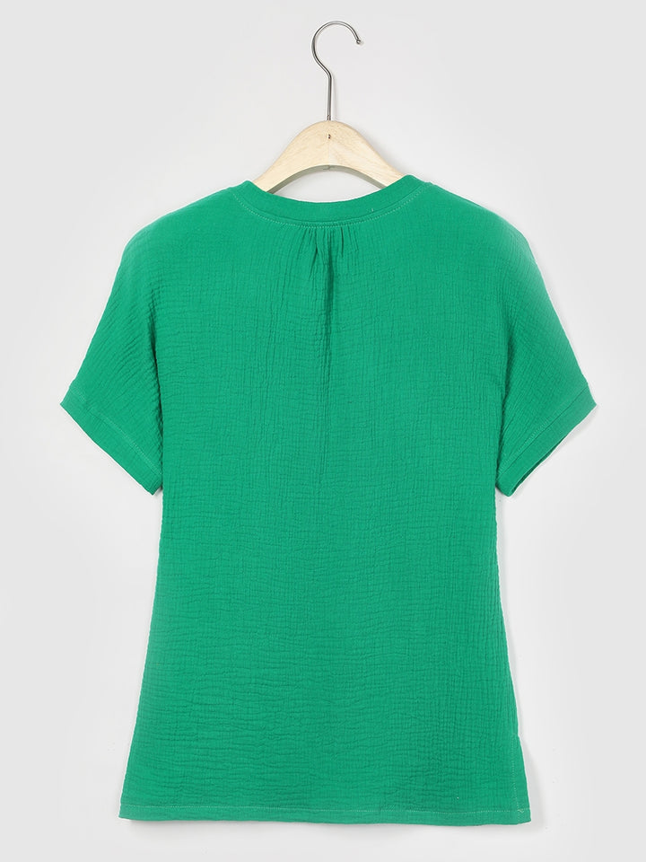Comfysol Solid Casual V-neck Short Sleeve T-shirt
