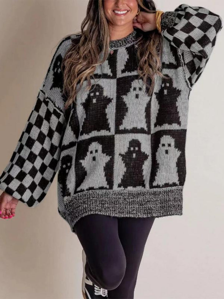 Comfysol Women's Round-neck Halloween Loose Knitted Sweater