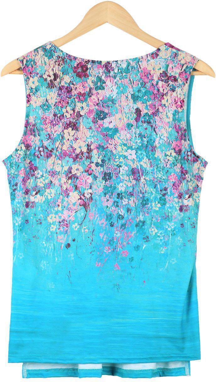 Comfysol Floral Print Casual V-neck Sleeveless Blouse