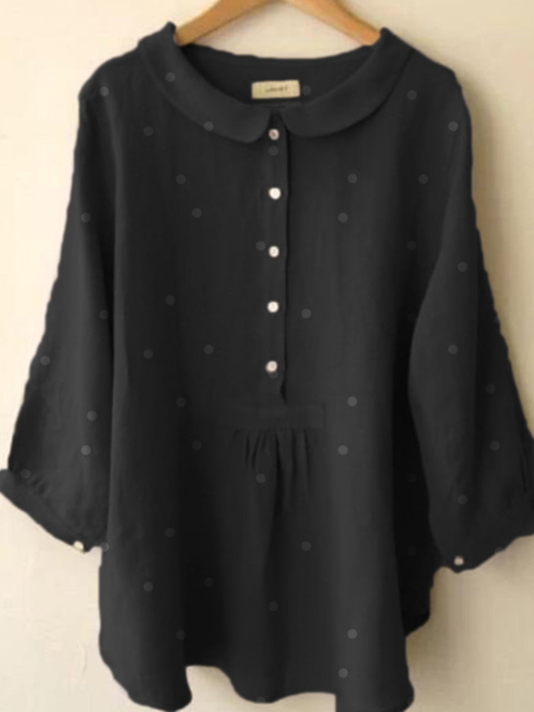 Comfysol Collared Polka Dot Casual Long Sleeve Blouse