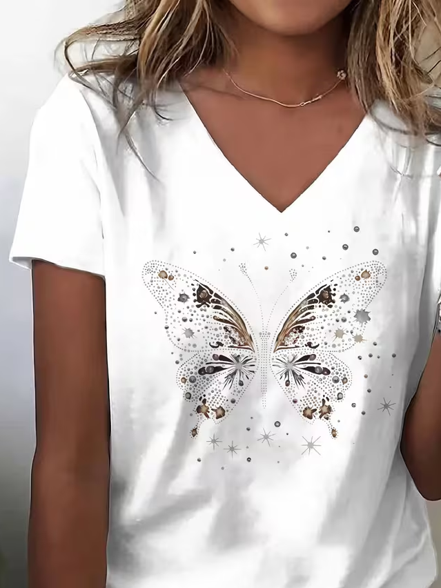 Classic Butterfly V-Neck T-Shirt