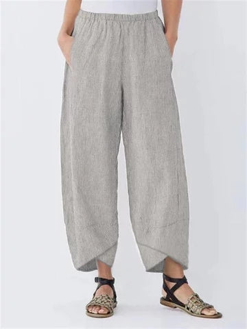 Comfysol Summer Pockets Striped Casual Capri Pants