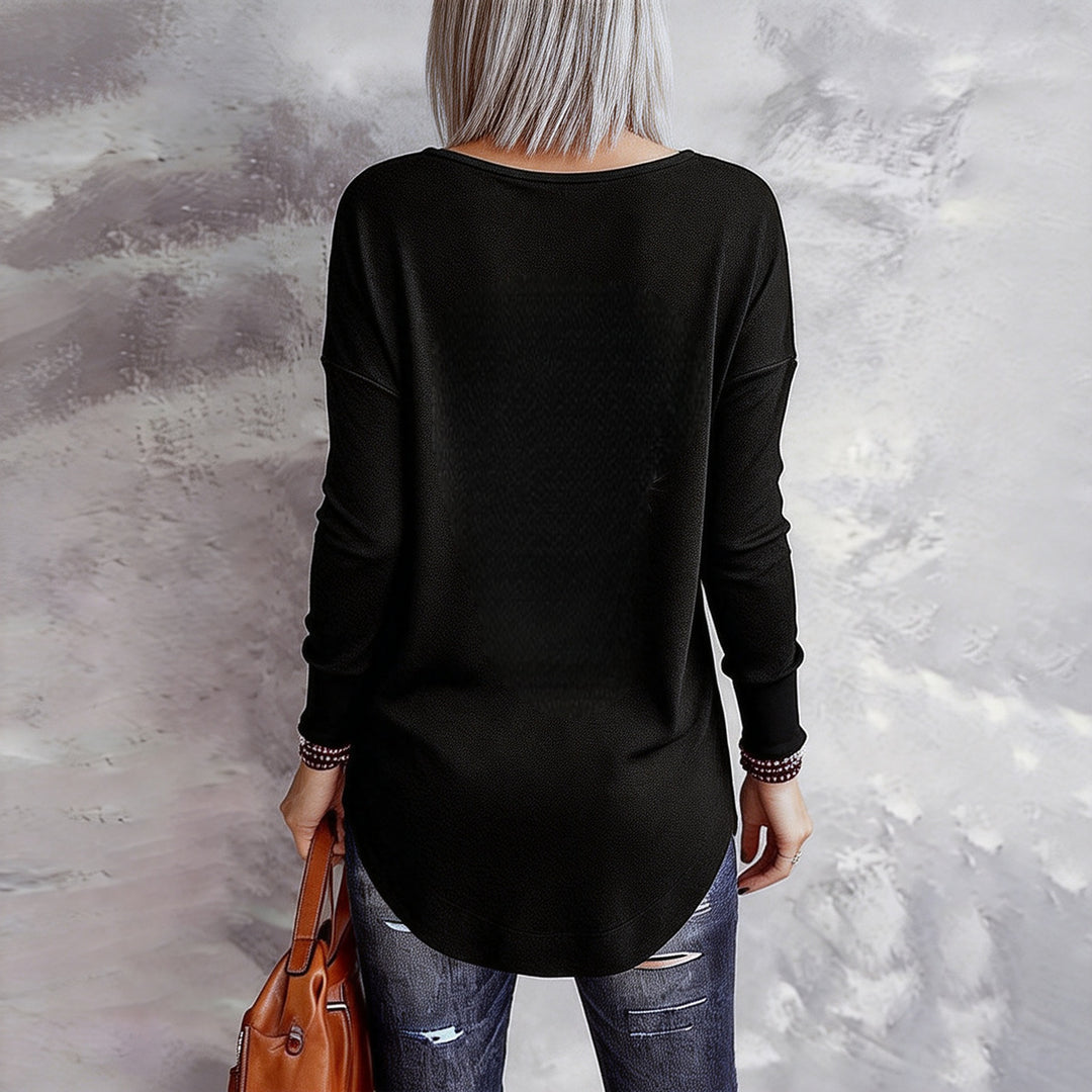 Bedazzle Heart Halo V-Neck Top