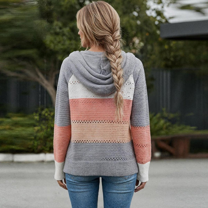 Cozy Horizontal Stripe Knit Hoodie