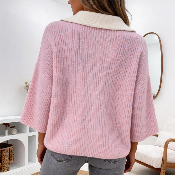 Sweet Pink Collared Long Sleeve Cardigan