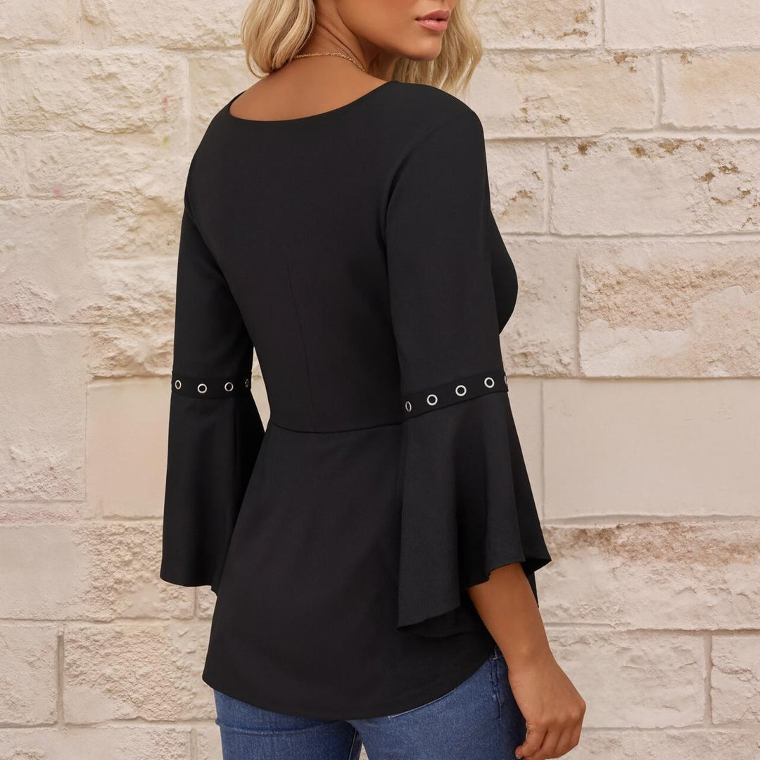 Black V-Neck Plain Top