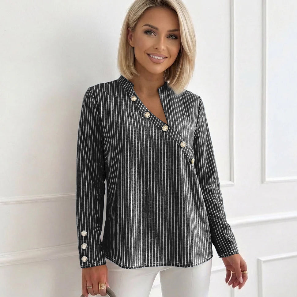 Chic Striped Long Sleeve Top