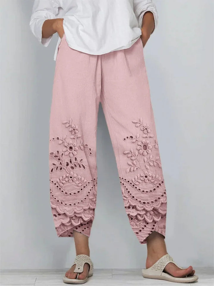 Women Floral Capris Pant Casual Summer Trousers