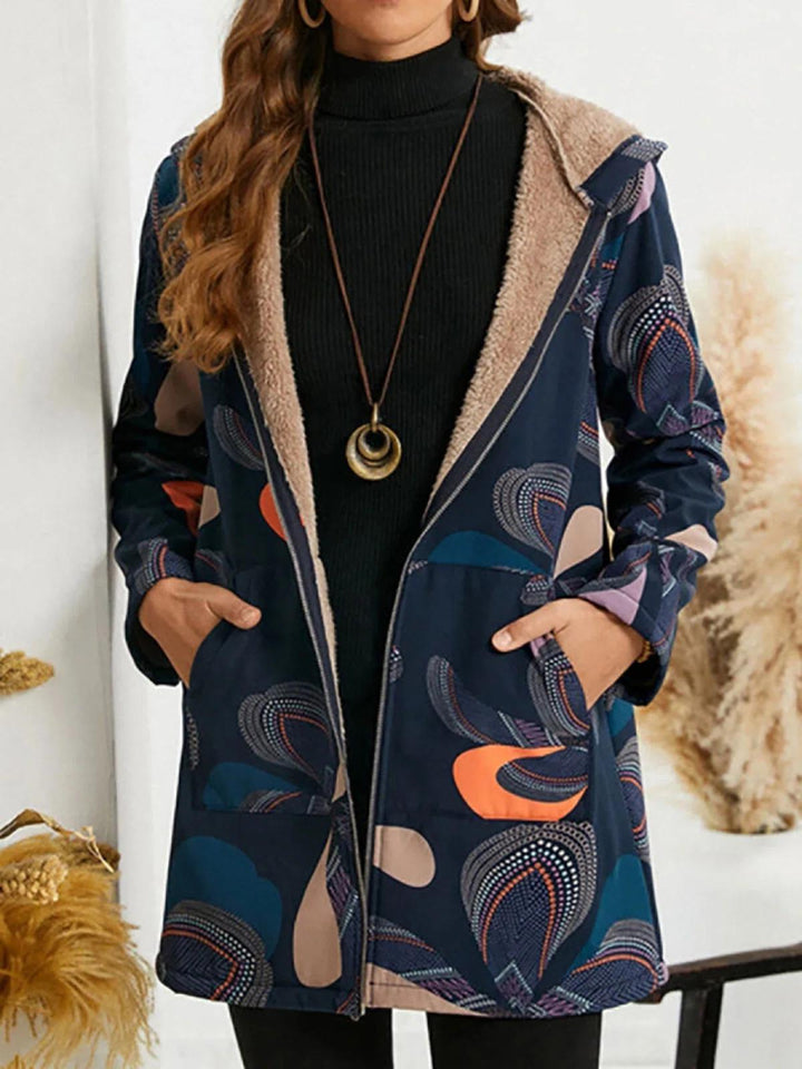 Comfysol Navy Blue Casual Lapel Long Sleeve Coat