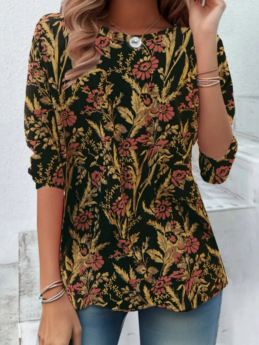 Comfysol Vintage Floral Print T-Shirt