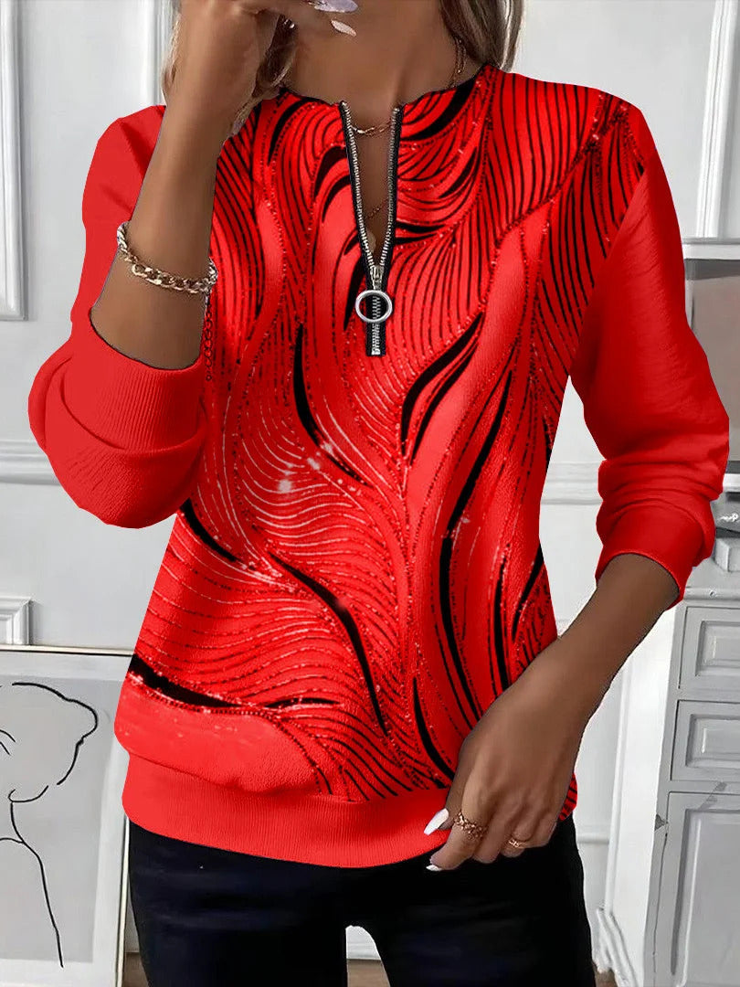 Women Abstract Crew Neck Printing Casual Spring/Fall Long Sleeve Sweatshirt