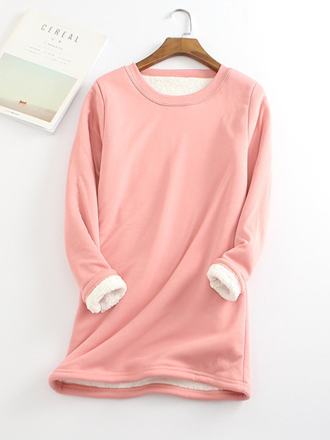 Comfysol Solid Color Round Neck Long Sleeve Warm T-shirt