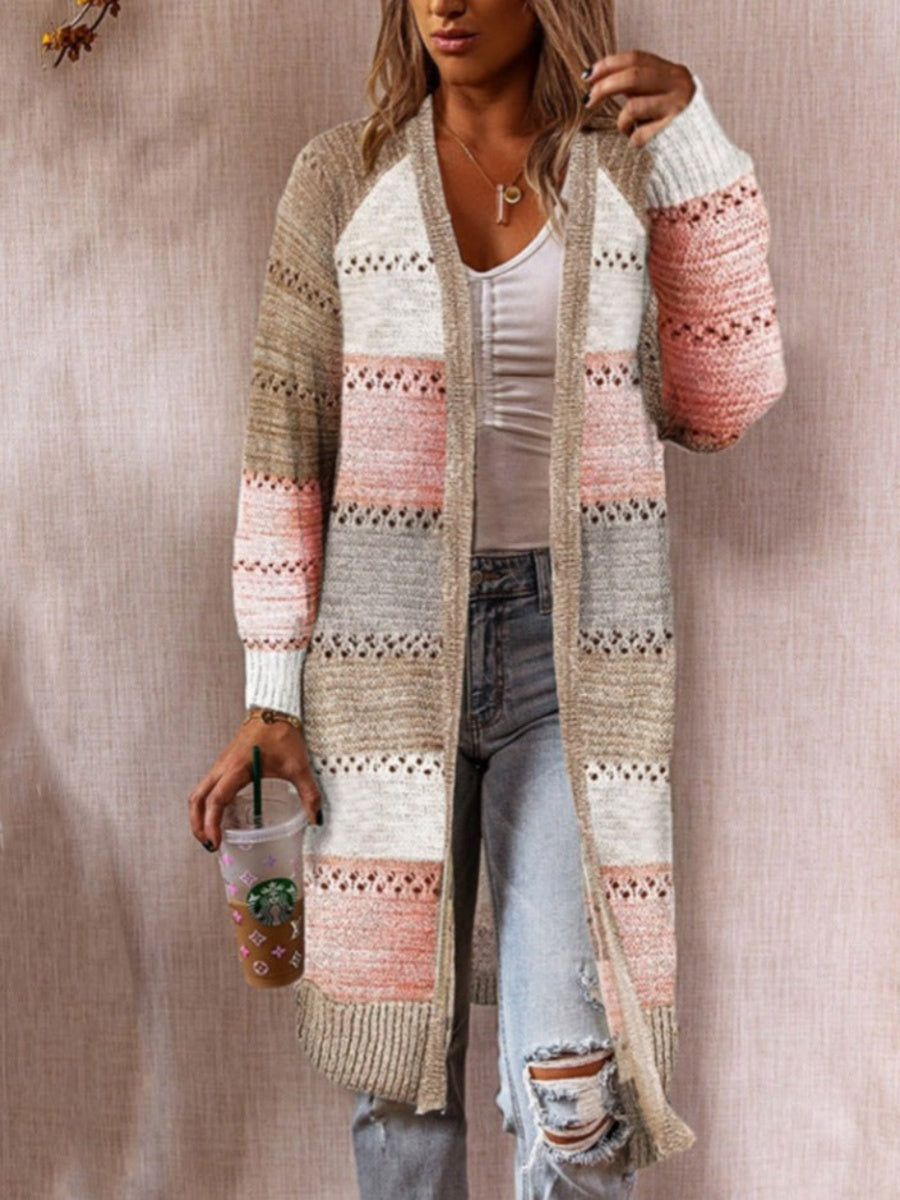 Comfysol Casual Striped Long Sleeve Comfy Cardigan