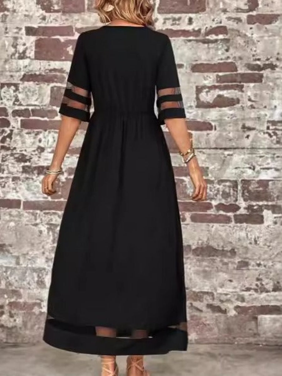 Comfysol Plain Crew Neck Short Sleeve Comfy Casual Maxi Dress