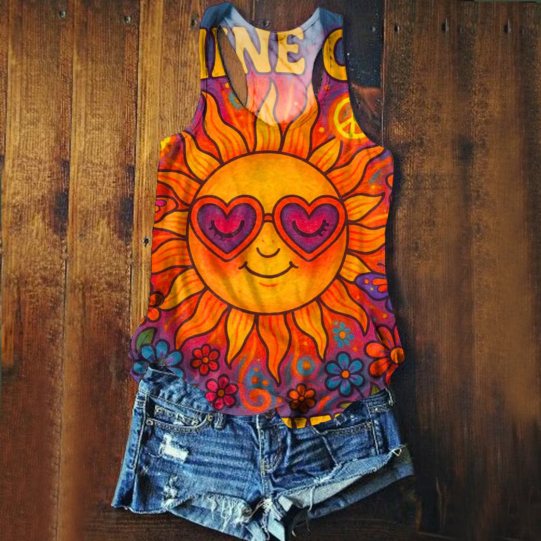 Women's Hippie Art Print Tank Top