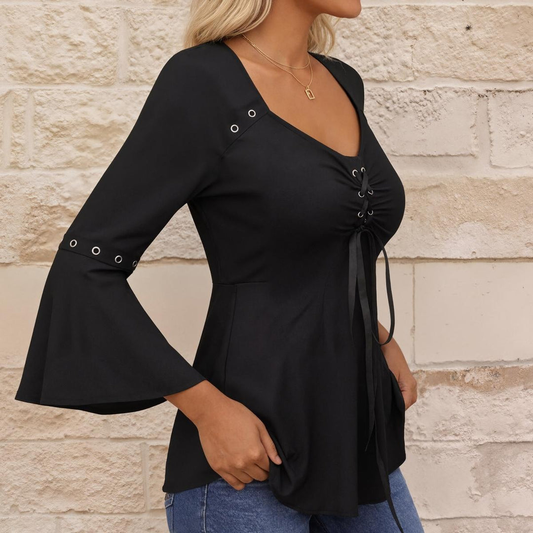 Black V-Neck Plain Top