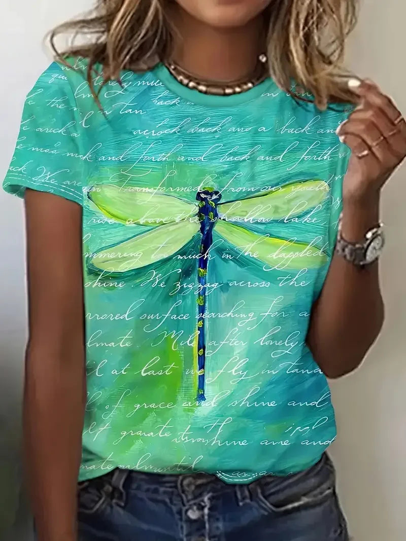 Women's Short Sleeve Tee T-shirt Summer Abstract Crew Neck Casual Top