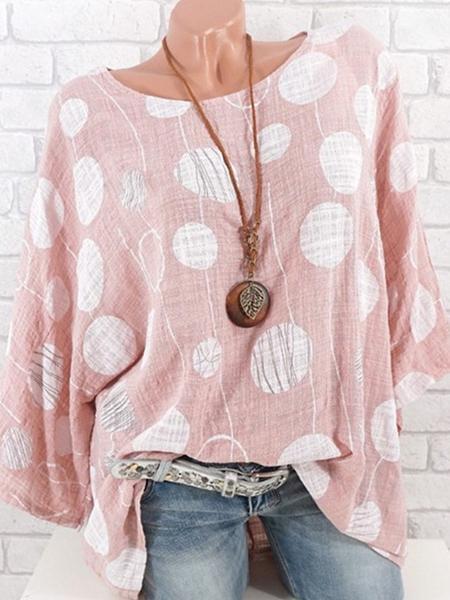 Comfysol Polka Dot Three Quarter Sleeve Casual Blouse