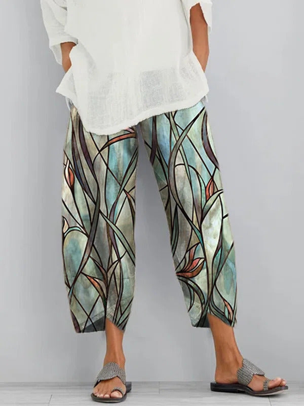 Comfysol Multi Casual Abstract Printed Pants with Pockets