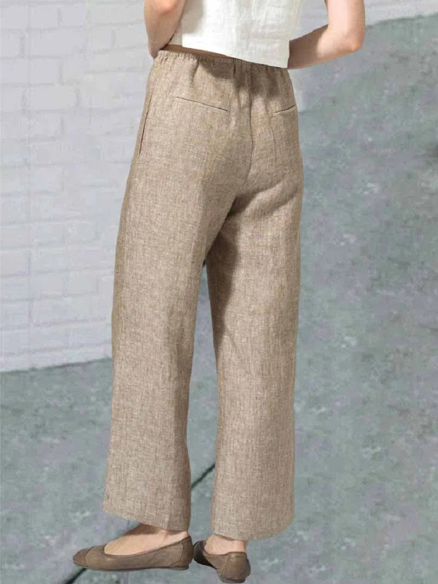 Comfysol Apricot Casual Plain Regular Pants