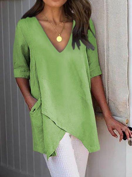 Comfysol Half Sleeve Irregular Asymmetrical Casual Blouse