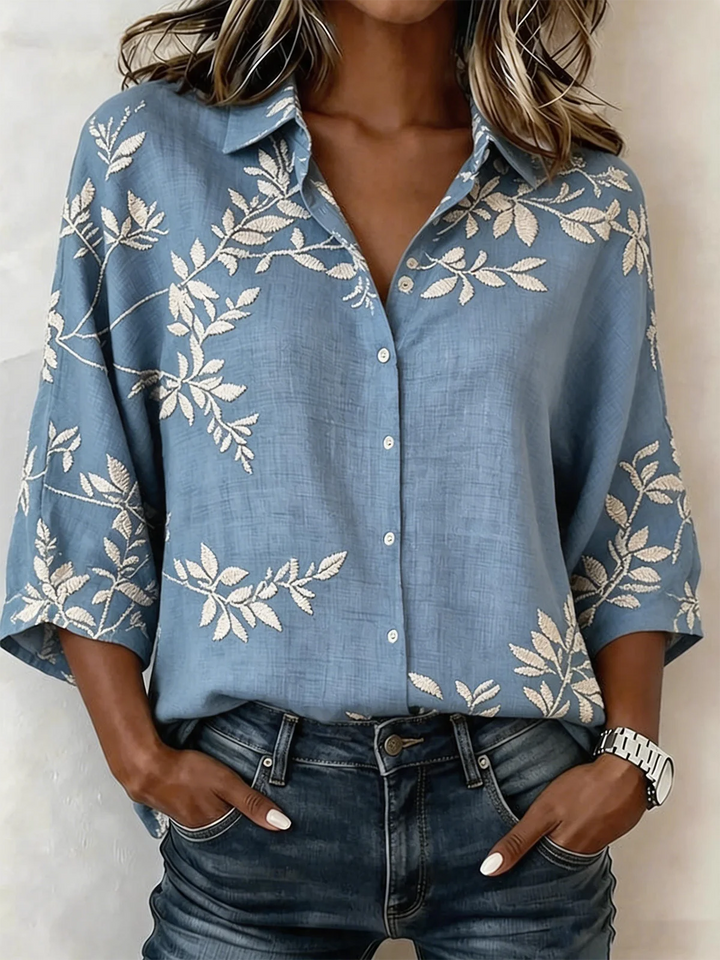 Loose Vintage Cotton And Linen Blouse