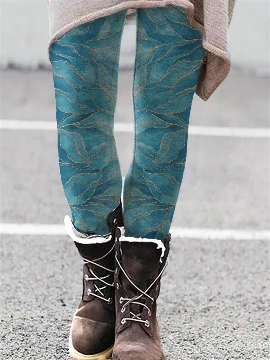 Comfysol Blue Casual  Leaves Printed  Leggings
