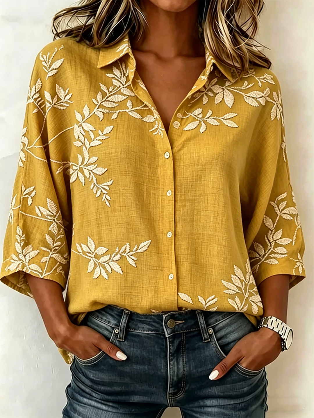 Loose Vintage Cotton And Linen Blouse