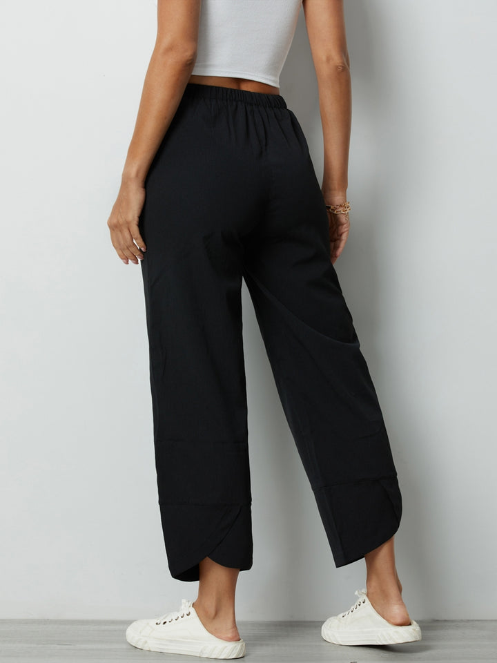 Comfysol Charcoal Solid Buttons with Pockets Casual Pants