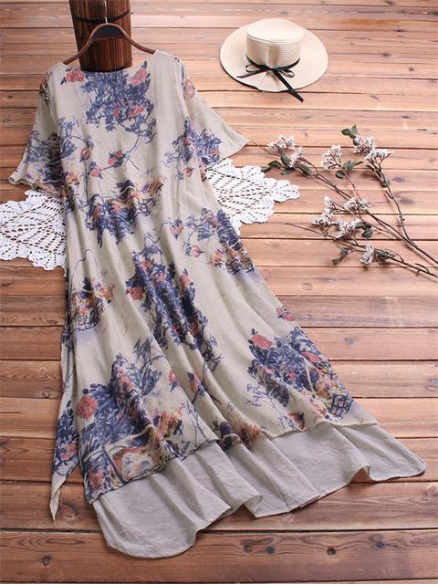 Comfysol Double layered Floral Print Maxi Dress