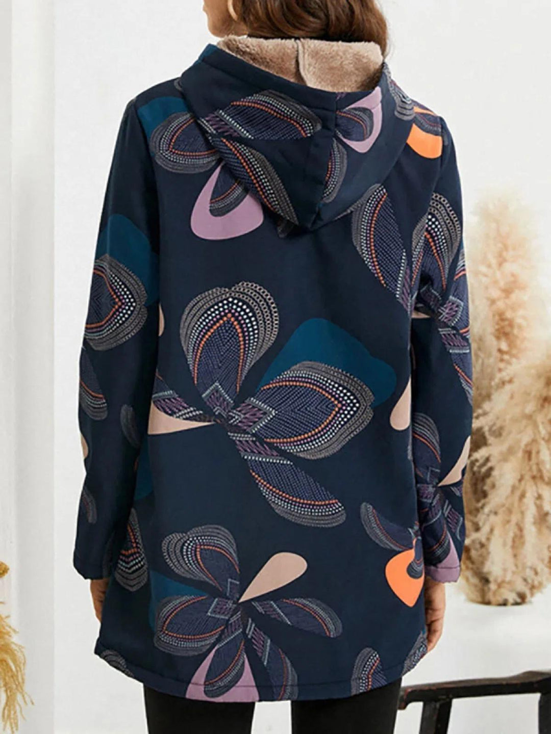 Comfysol Navy Blue Casual Lapel Long Sleeve Coat